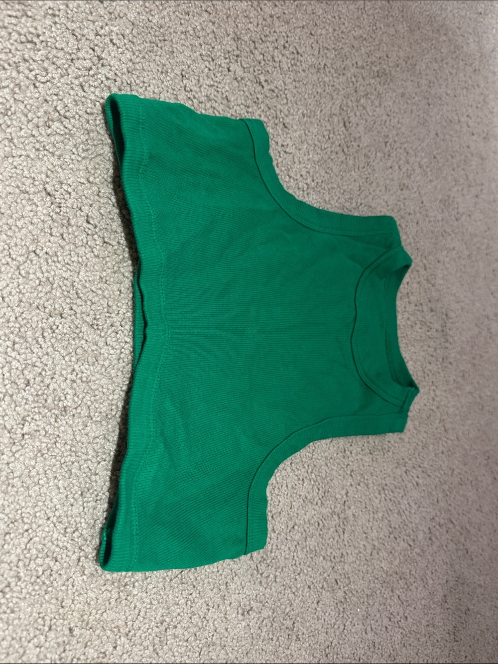 Green Ribbed Crop Tank Top